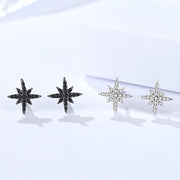925 Sterling Silver Eight-Pointed Star Stud Earrings
