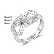 Personalized Rhodium Plated Wing Ring