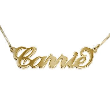 9k Solid YELLOW Gold Carrie Name Necklace