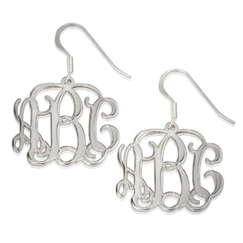 Silver Monogram Earrings