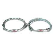 Personalized Stainless Steel Magnetite Weave Couple Bracelet