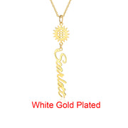 Personalized Rhodium Plated Sunflower Name Necklace
