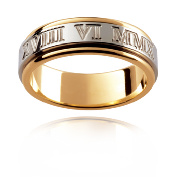 Personalised Multi-Toned Engraved Roman Numerals Ring F209D