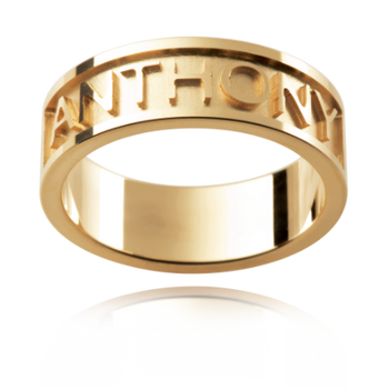 Personalised Gold Raised Name Wedding Ring P464