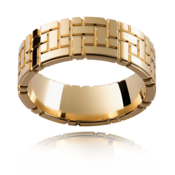 Patterned Solid Gold Ring