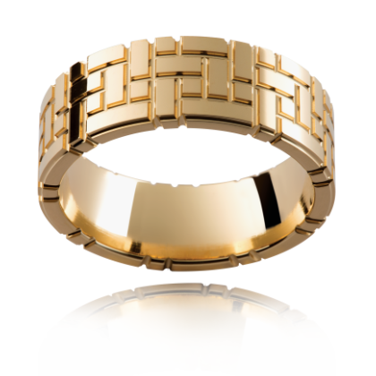 Patterned Solid Gold Ring