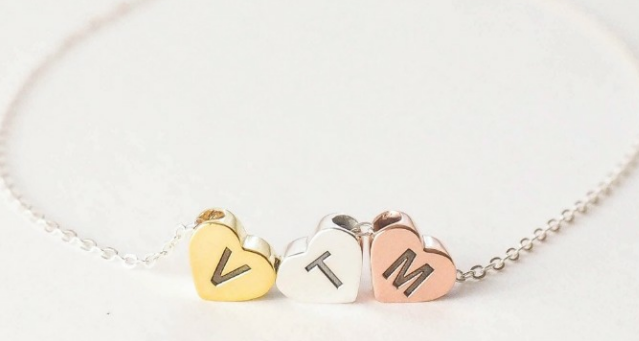 Personalized Three Colors Heart Necklace #AS101834