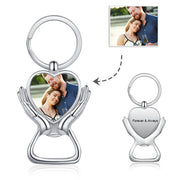 Personalized Photo Stainless Steel Beer Corkscrew Keychain