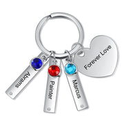 Stainless Steel Bar Heart Shape Engraved Name Keychain