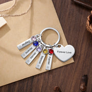Stainless Steel Bar Heart Shape Engraved Name Keychain