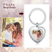Personalized Photo Stainless Steel Heart Keychain