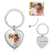 Personalized Photo Stainless Steel Heart Keychain