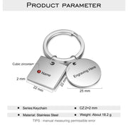 Stainless Steel Birthtsone Keychain