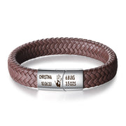 Personalized Stainless Steel Men Leather Bracelet