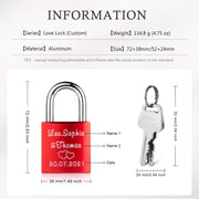 Personalized Alumium Custom Love Lock