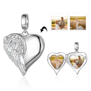 Personalized Rhodium Plated Jewelry Wing Heart Charm Beads