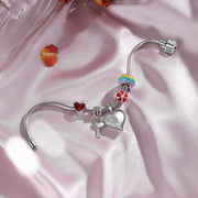 Personalized Rhodium Plated Jewelry Wing Heart Charm Beads