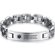 Stainless Steal Personalized Medical Men's Bracelet