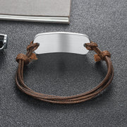 Personalized Stainless Steel Men's Leather Cord Bracelet