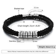 Custom Silver/Gold/Rose Gold Stainless Steel Leather Bracelet