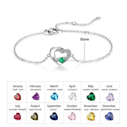 Personalized Name Heart Shape Bracelet with Birthstone
