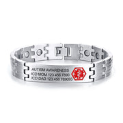 Titanium Steel Curved Glue Red Medical Alert Bracelet