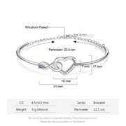 Rhodium Plated Heart Bracelet