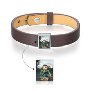 Engraving Photo Stainless Steel Leather Bracelet