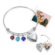Birthstone & Engraved Stainless Steel Bracelet