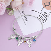 Engraving Stainless Steel Bangle Bracelet with Birthstone