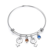 Engraving Stainless Steel Bangle Bracelet with Birthstone