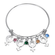 Engraving Stainless Steel Bangle Bracelet with Birthstone