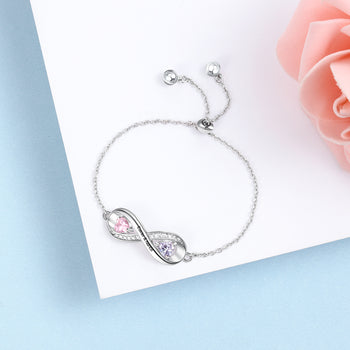 Birthstone & Engraved Rhoidum Plated Bracelet