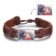 Personalized Stainless Steel Photo Leather Bracelet