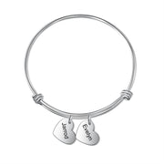 Personalized Stainless Steel Heart Bangle Bracelet