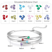 Rhodium Plated Birthstone Bangle Bracelet