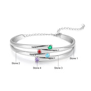 Rhodium Plated Birthstone Bangle Bracelet