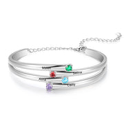 Rhodium Plated Birthstone Bangle Bracelet
