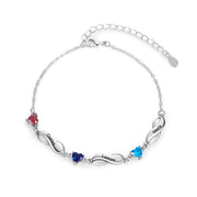 Rhodium Plated Birthstone Name Bracelet