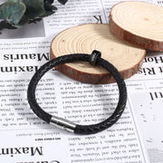 Stainless Steel Black Bead Leather Bracelet