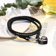 Personalized Black Leather Photo Bracelet