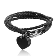 Personalized Black Leather Photo Bracelet