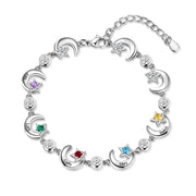 Rhodium Plated Star and Moon Bracelet