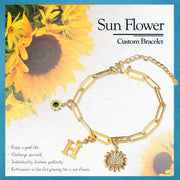 Rhodium Plated Sunflower Letter Bracelet