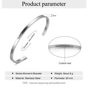 Have Been Vaccinated Engraved Stainless Steel Couple Bangle Bracelet