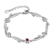 Rhodium Plated Rose Flower Bracelet
