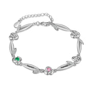 Rhodium Plated Rose Flower Bracelet