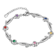 Rhodium Plated Rose Flower Bracelet