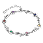 Rhodium Plated Rose Flower Bracelet