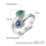 925 Sterling Silver Birthtsone Heart Ring